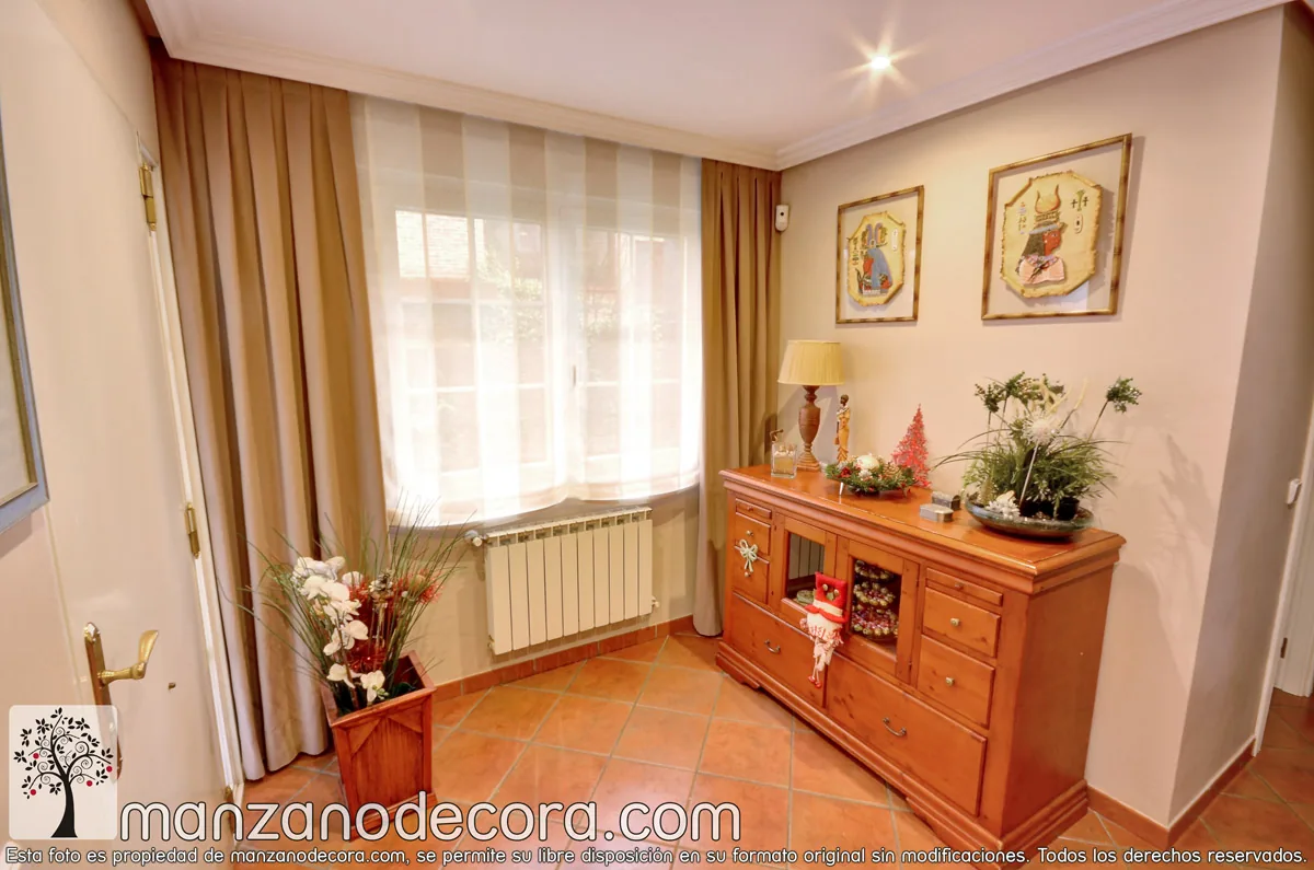 Estor Paquete Cuadros y Rayas Cas 6258 con Cortinas Lisas Tablas